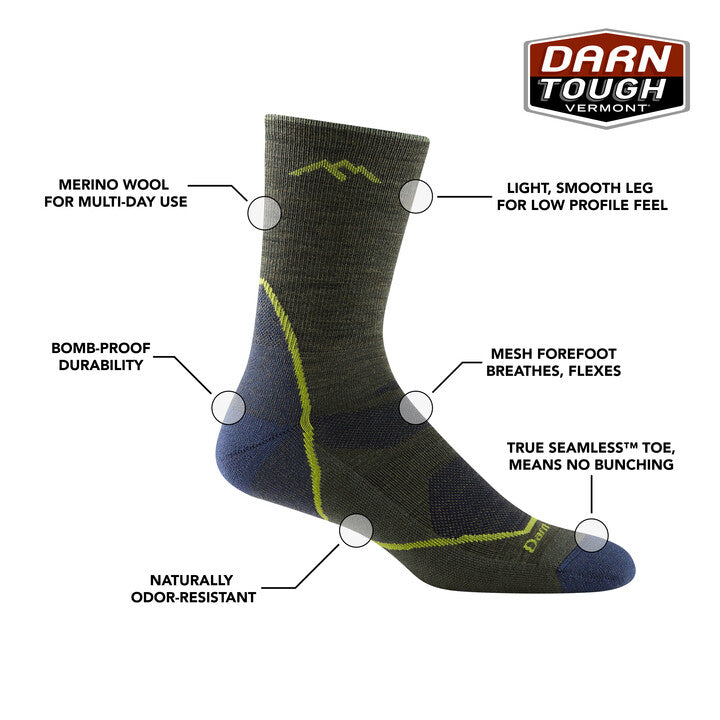 Men's Light Hiker Micro Crew Lightweight Hiking Socks