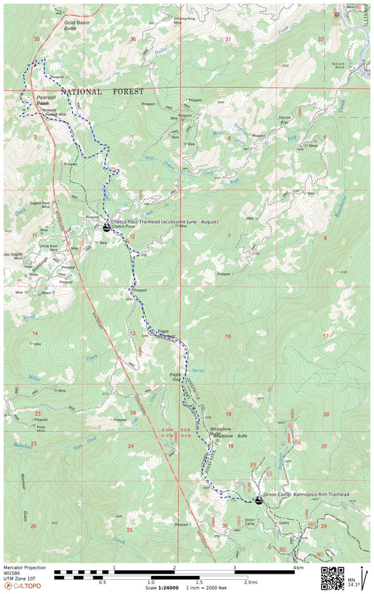 11x17 Kalmiopsis Rim Trail from Onion Camp to Pearsoll Peak, Geo-Referenced PDF