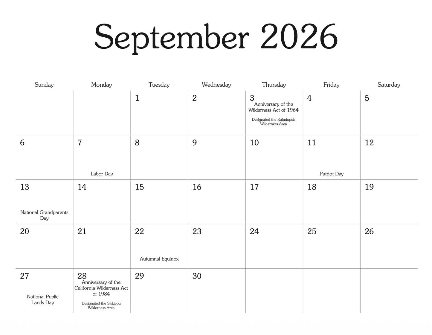 2026 Calendar